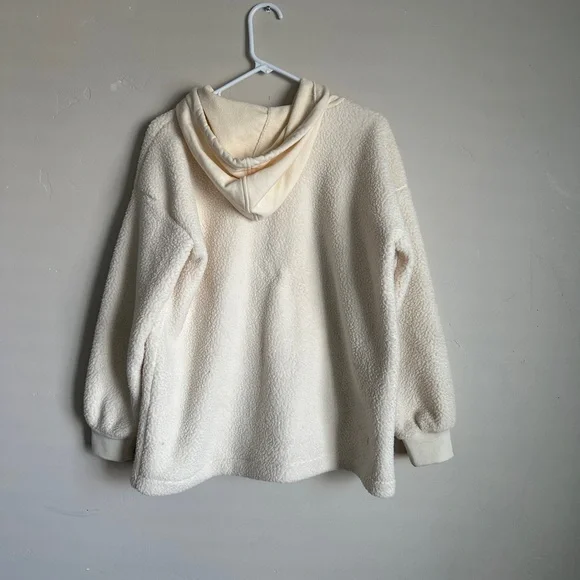 Madewell Sherpa Fleece Hoodie Pullover – Cream/Ivory Cozy Sweatshirt Size S - Picture 4 of 5